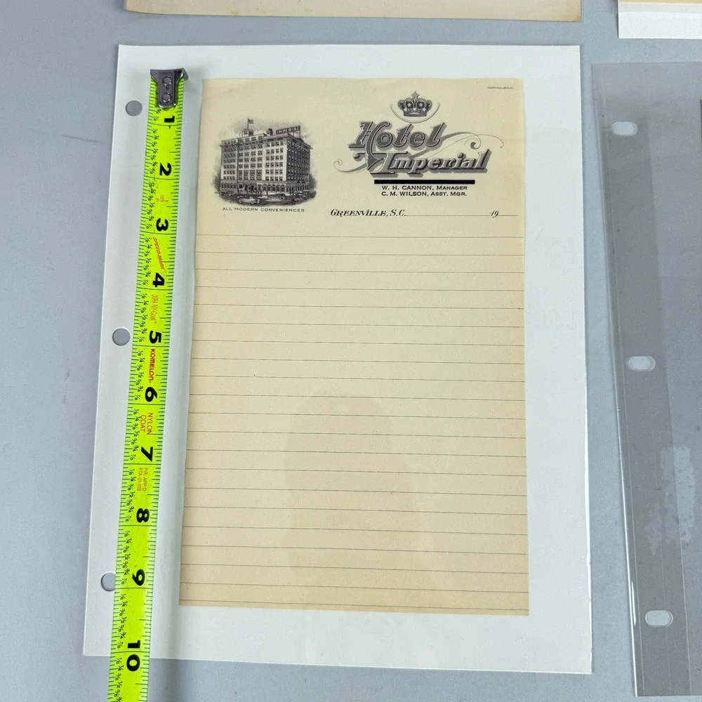 Antique Southern Hotel Letterhead Barringer Imperial Battery Park Francis c1919